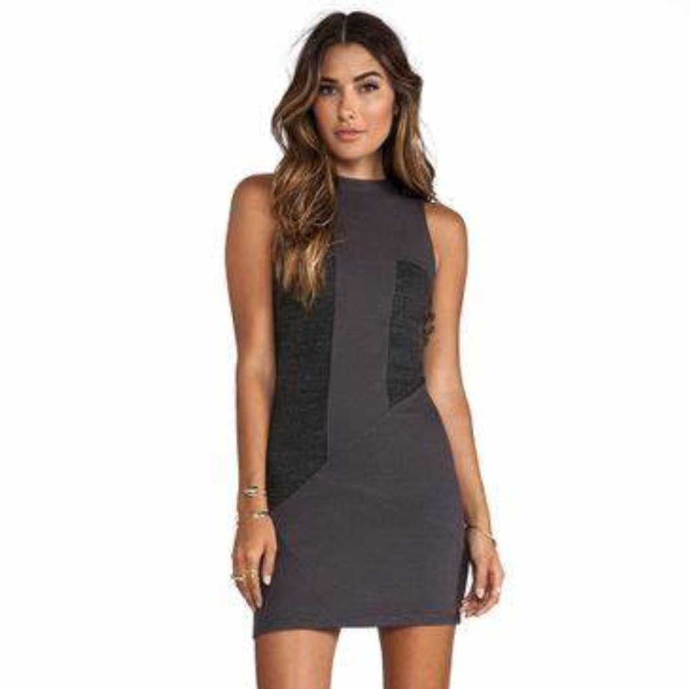 DOLAN Sleeveless Seamed Ponte Dress Gray M